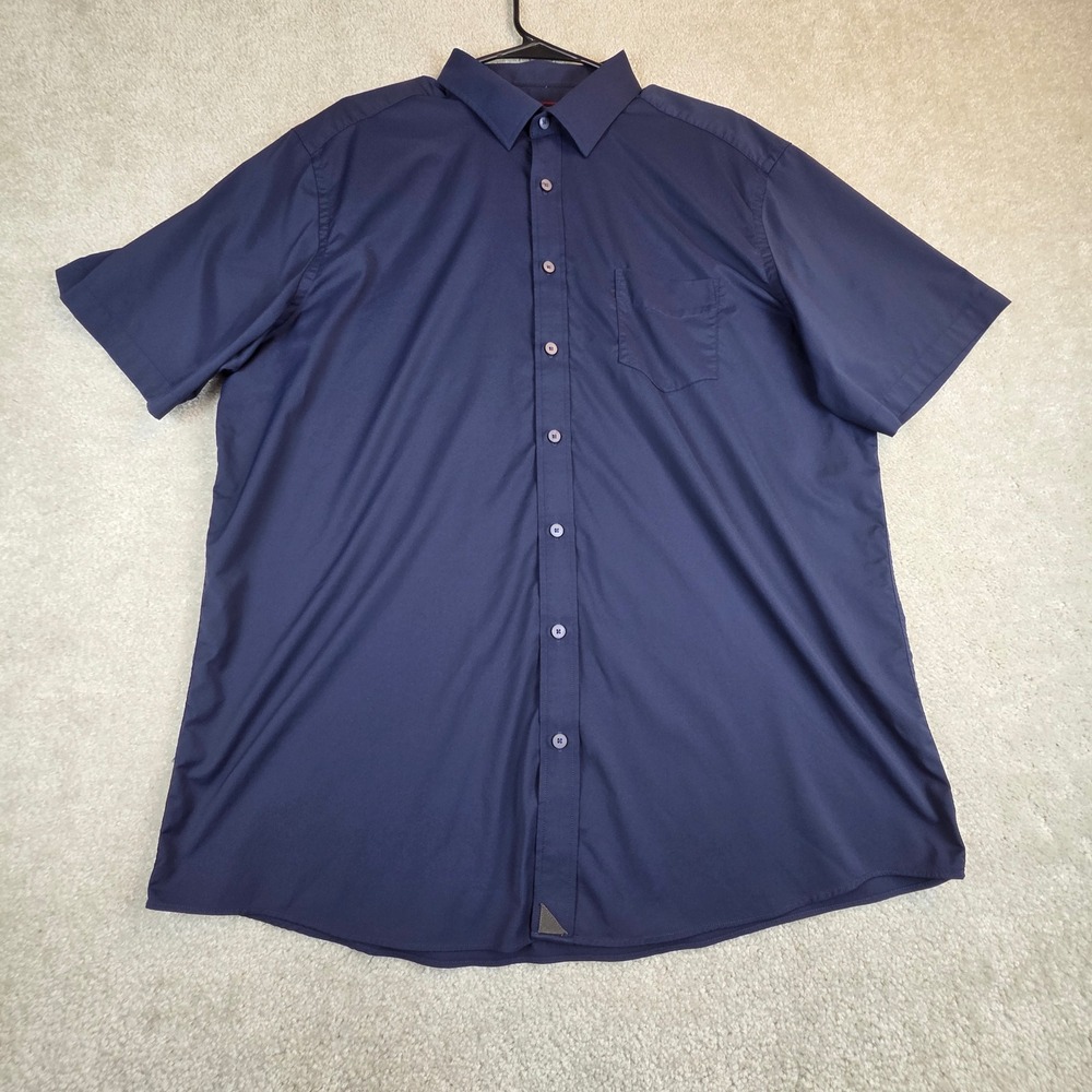 UNTUCKit Gironde Short Sleeve Blue Performance Button Down Shirt Mens XXL Tall